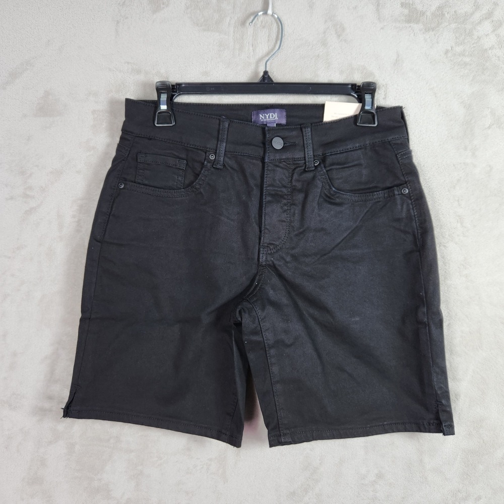 NYDJ Ella Bermuda Shorts Women 8P Petite Black Lift Tuck Stretch‎ Denim A591706
